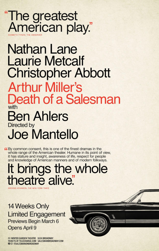 “DEATH OF A SALESMAN” RETURNS TO BROADWAY THIS SPRING STARRING NATHAN LANE AND LAURIE METCALF, DIRECTED BY JOE MANTELLO